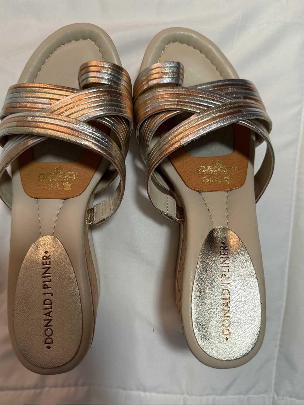 Donald J. Pliner Metallic Rose/Gold Crisscross Slide Mules